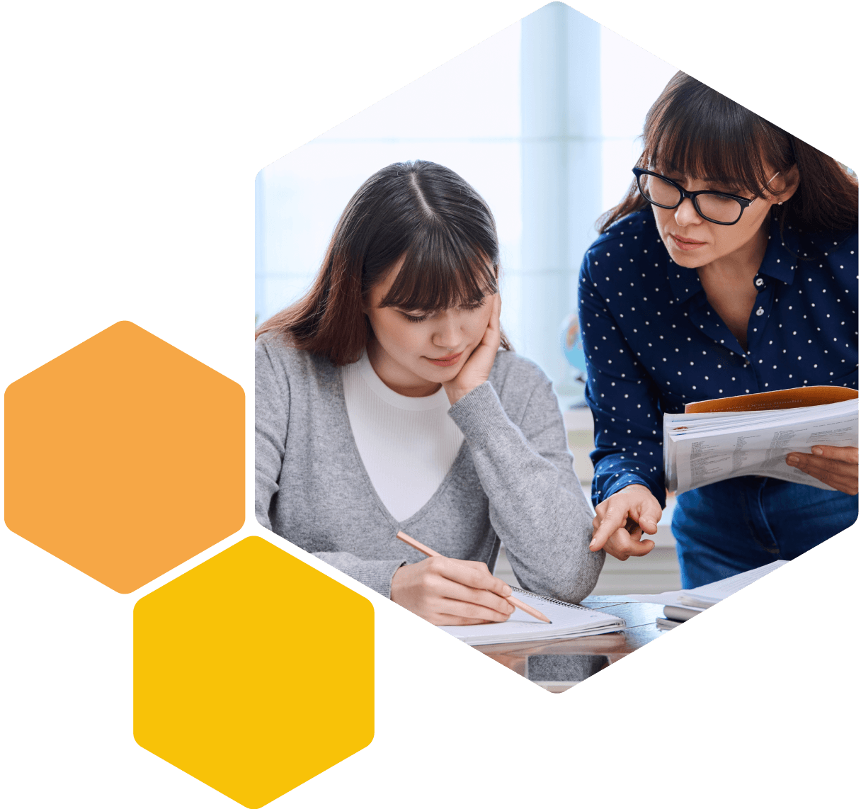 Image of a teacher helping a young person